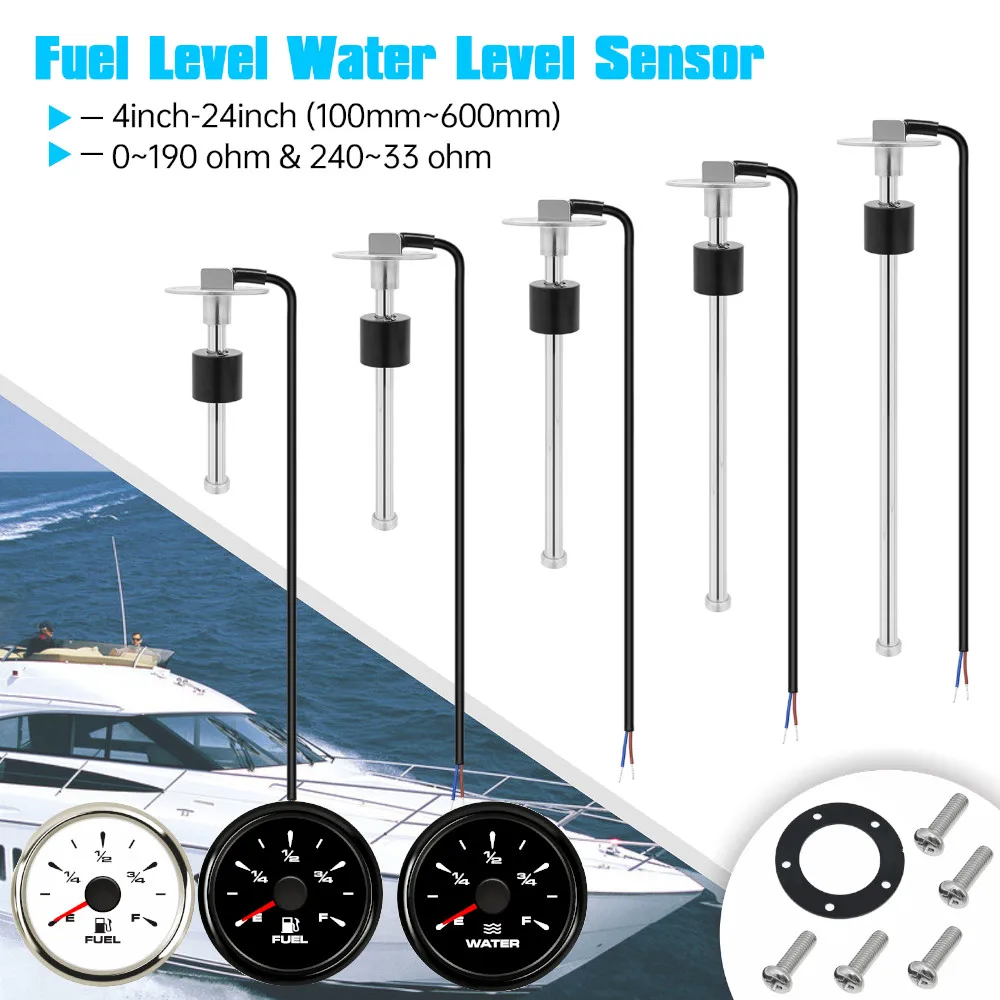 52mm Boat Car Fuel Level Gauges 0-190ohm 240-33ohm Fuel Level Meters Marine Water Level gauge Sensor Sender Unit for yacht 9-32V