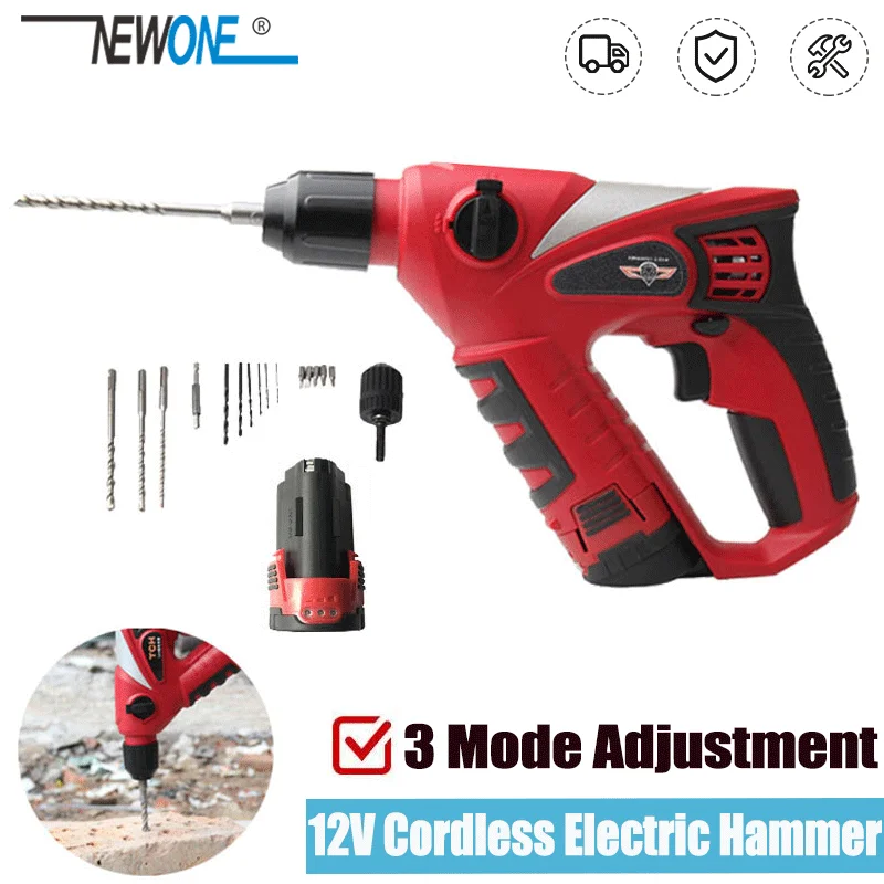 Furadeira de Impacto de Martelo Elétrico sem Fio 12v Bateria 2000mah Recarregável Multifunções Ferramenta Rotativa Ferramentas Elétricas Domésticas Chave de Fenda