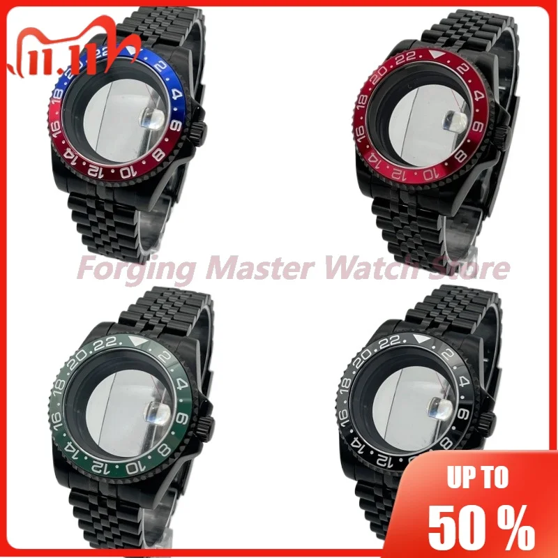 

40mm high-quality watch case. NH35 case, black strap set GMT, suitable for NH34/NH35/NH36 movements,