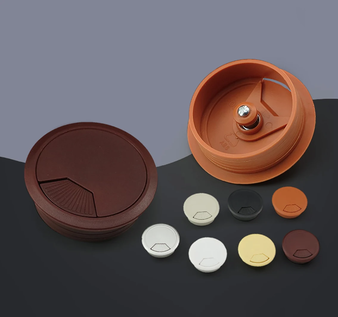 60mm/80mm Desk Table ABS Plastic Cable Hole Cover PC Computer Desk Round Wire Tidy Grommet Hardware Accessories