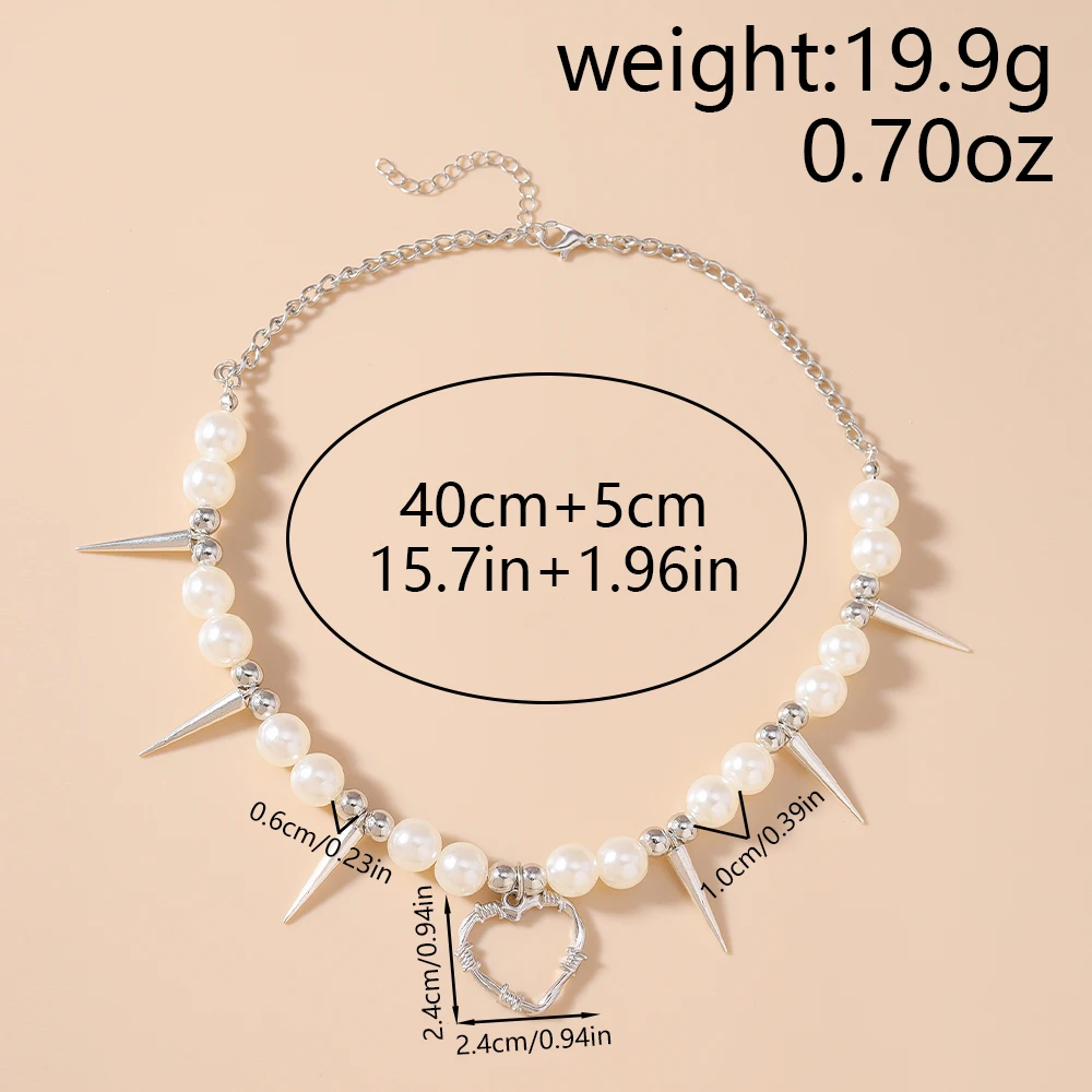 Aihua E-Girl Perlen-Spike-Halskette Choker für Damen, koreanische Mode-Nieten-Halskette für Herren, Gothic Hip-Hop Grunge Street Schmuck Geschenke – Detail 6