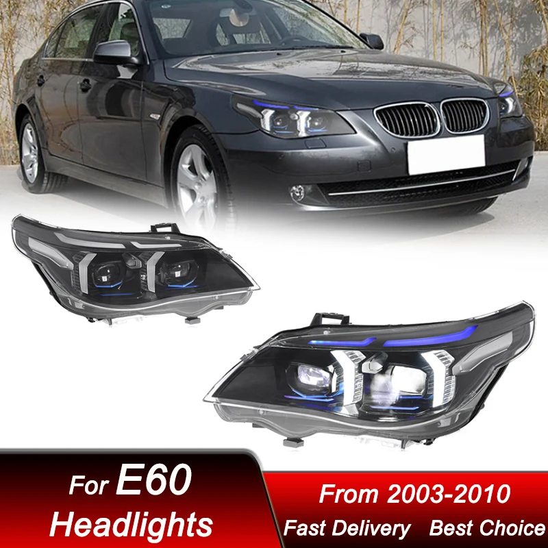 

Hot Car Headlights For BMW 5 Series E60 03-10 white yellow DRL style full LED Assembly Upgrade Projector Lens Accessories Kit