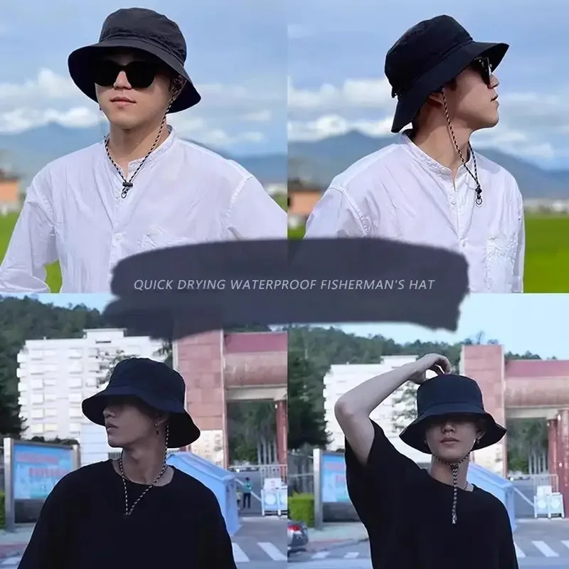قبعة صياد مقاومة للماء للنساء صيفية للحماية من الأشعة فوق البنفسجية والتخييم والمشي لمسافات طويلة وتسلق الجبال قبعات رجالية على شكل دلو بنما قبعة خارجية