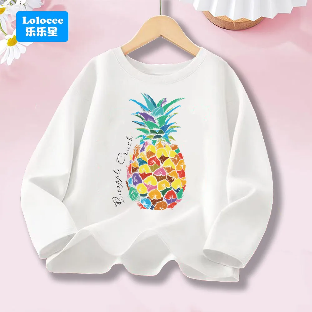 

Baby Girls' Colorful Pineapple Long Sleeve T-Shirt Kids Spring Autumn Cotton Basic Top Candy Color Fashion Clothes BL1