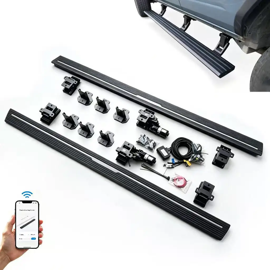 IP8 Rated Waterproof Power Running Boards Side Steps For Ford F150 Anti Pinch LED Automatic Aluminum Alloy 2021-2025