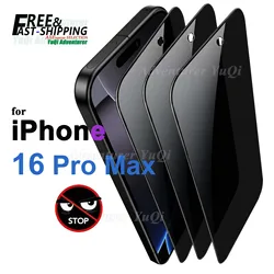Anti Spy Screen Protector For iPhone 16 Pro Max 6.9 inch, Tempered Glass Privacy Peep Scratch 9H Case Friendly High Aluminum