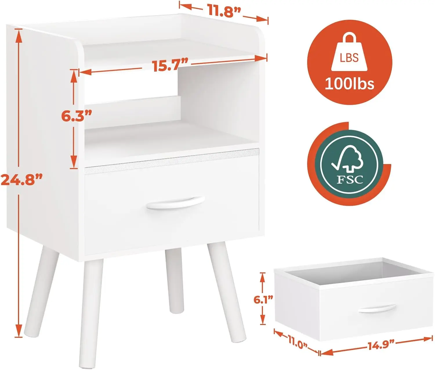 ขาตั้งกลางคืนพร้อมลิ้นชัก, โต๊ะข้างเตียงสไตล์โมเดิร์น, โต๊ะข้างเตียง, โต๊ะข้างเตียงกลางศตวรรษพร้อมชั้นวางแบบเปิด, โต๊ะข้างเตียงไม้,