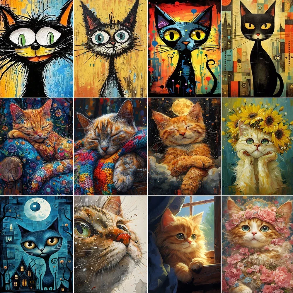 599435 Cat Picture With Number Drawing On Canvas Cartoon Oil Painting By Numbers For Bedroom Wall Decor Diy Paint Package