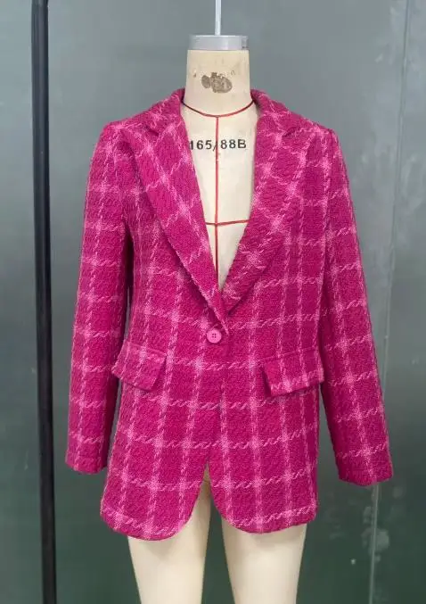 

Осень-зима 2021, новая женская темпераментная клетчатая куртка, куртка-кардиган средней длины, женский стиль