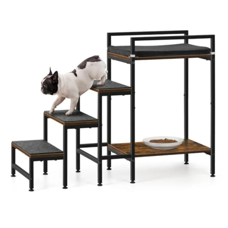 

Pet Window Perch with Stairs Dog Bunk Beds with Stairs 4 Steps Dog Stairs for High Beds for Small Dogs and Cats