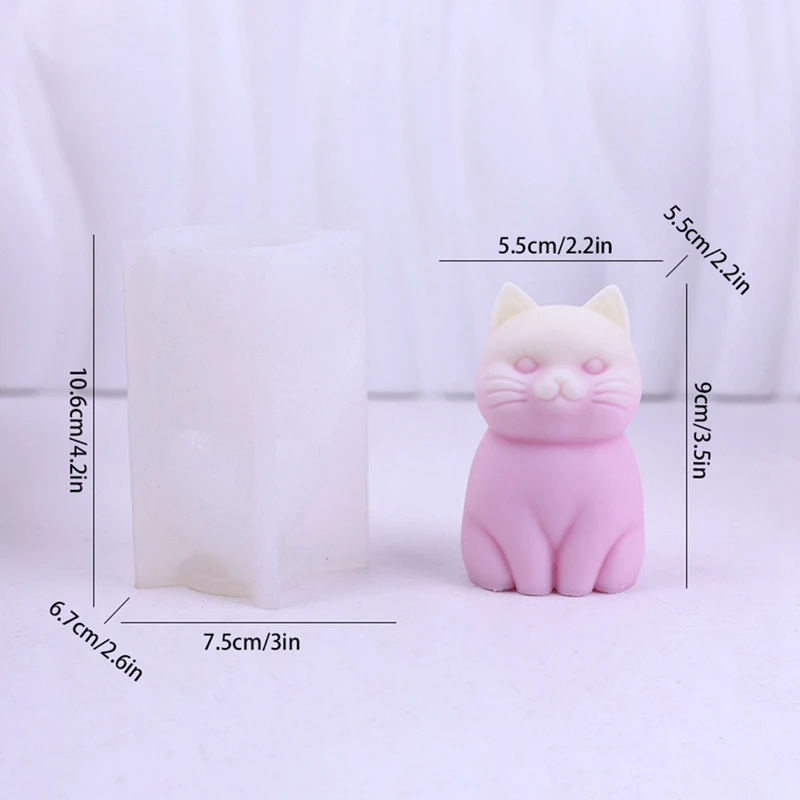 3PCS แมวซิลิโคนเทียนแม่พิมพ์สบู่สัตว์เรซิ่นคริสตัลทํา DIY ช็อกโกแลต Mould งานฝีมือบ้าน