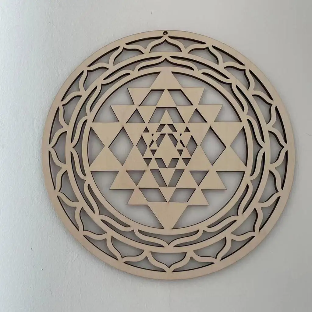 Yoga Meditation Spiritual Decor Wooden Sri Yantra Wall Art Luxury Home Sculpture for Bedroom