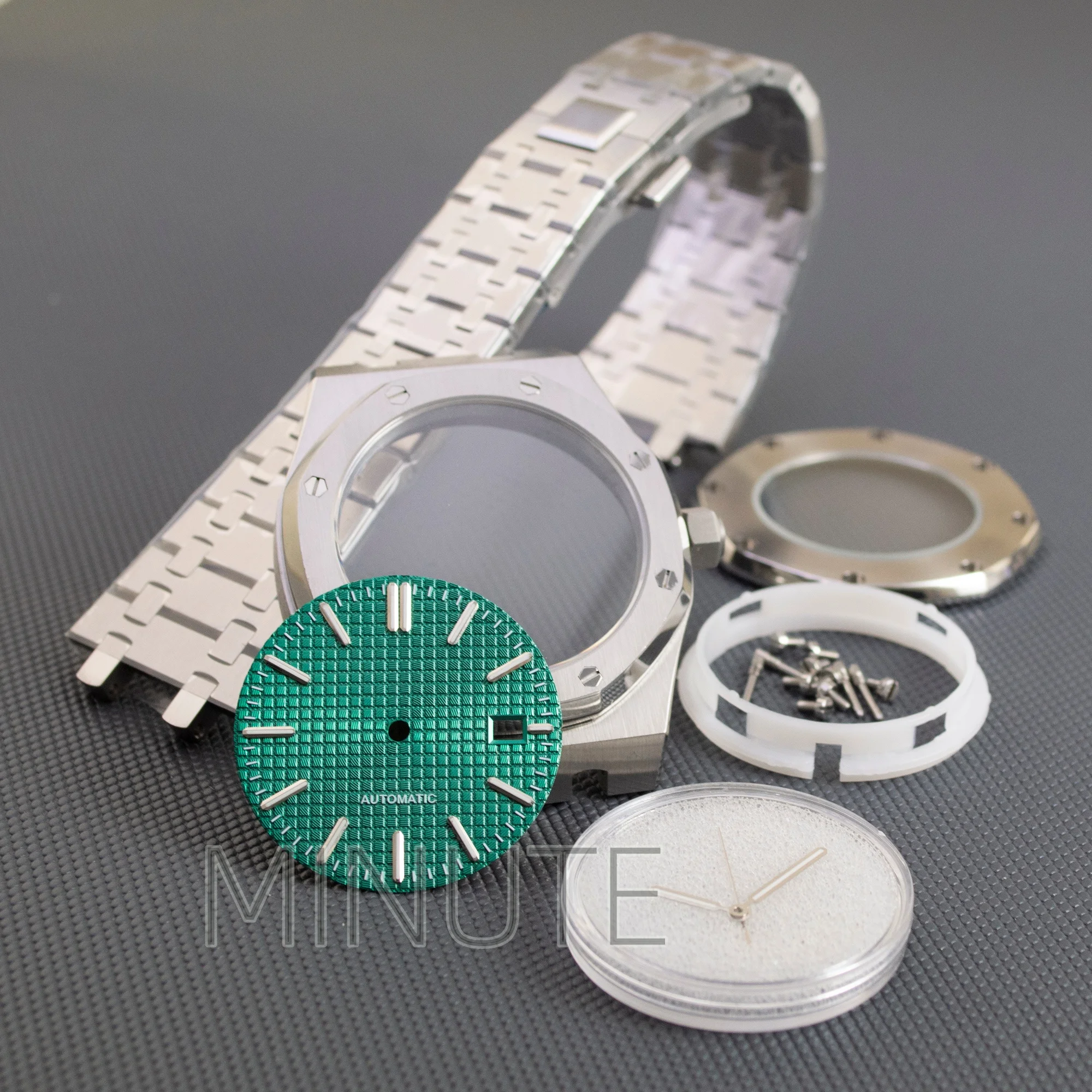 41mm Octagonal NH35 Watch Case Strap Sapphire Glass Stainless Steel Waterproof for Royal Oak 31.8mm Dial NH35/NH36/4R36 Movement