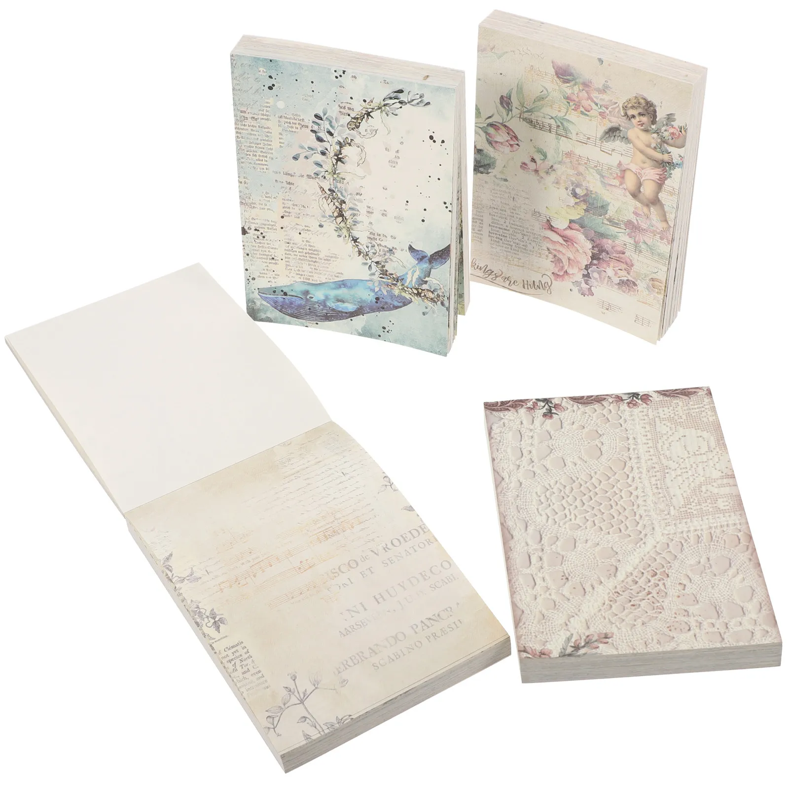 

4 Sets Scrapbook Paper Decorative Journal Embellishment Craft DIY Material Pocket Size Vintage Non Fading Easy Fold Write Share