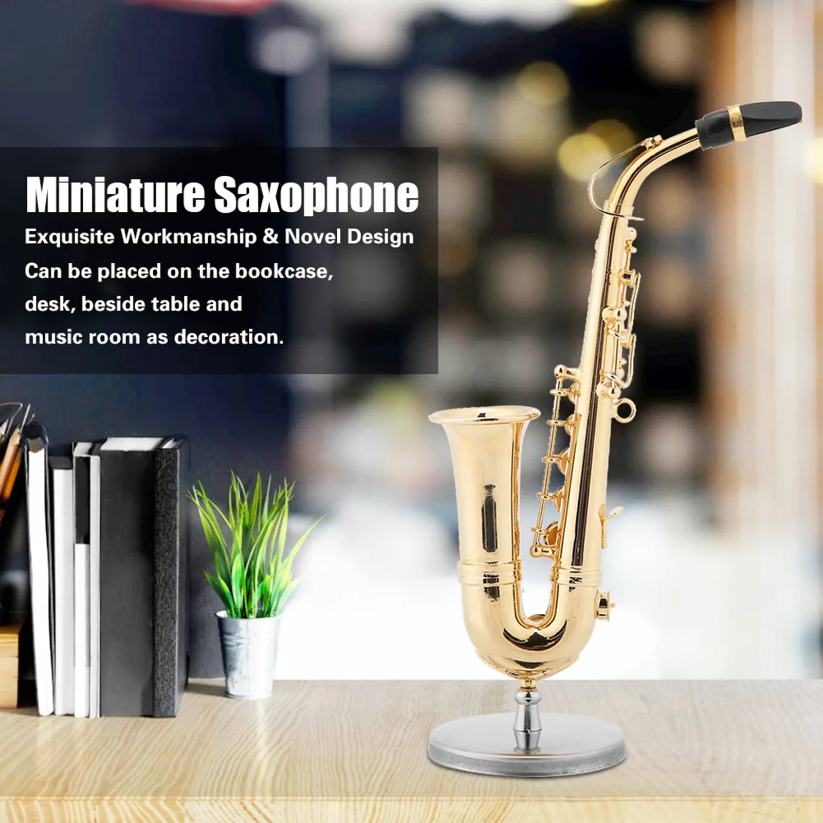 D5 Miniature Alto Saxophone Replica with Stand Case Gold Plated Instrument Model Ornaments Home Room Decor Saxophone Decoration - Image 4