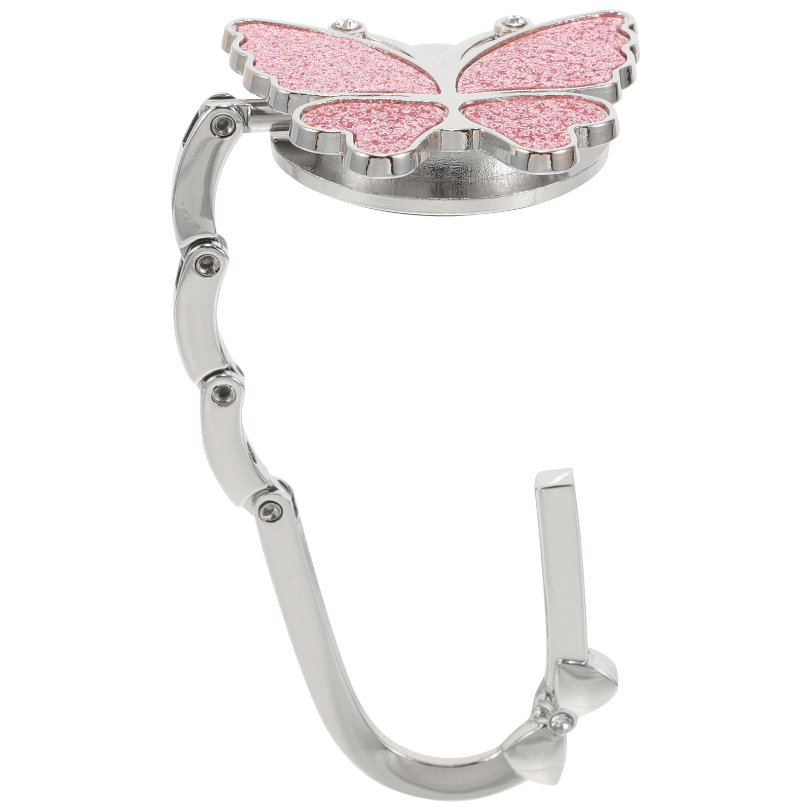 

Matte Sparkle Butterfly Bag Hook Foldable Desk Accessory Portable Purse Holder Handbag Hanger Table Edge Non Slip Metal Alloy