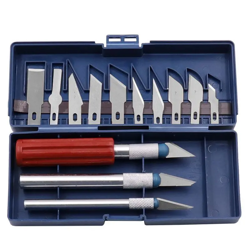 Fruit Carving Knife 13-piece Set Pen Knife Student Paper Cutting Carving Knife Utility Knife Express Unboxing Tip Blade Film ...