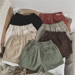 Kids Pants Children Clothing Pinkycolor Casual Pants Korean Boys Girls Baby Shorts Summer Retro Style Simple 2024 Solid