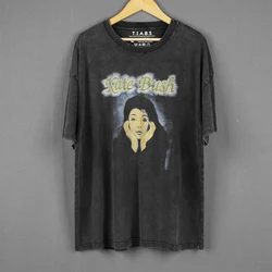 Kate Bush T-Shirt Art Pop Singer Retro Washed Loose Drop Shoulder Oversize Vintage Clothing Summer Men's Cloth Top Cotton Shirt
