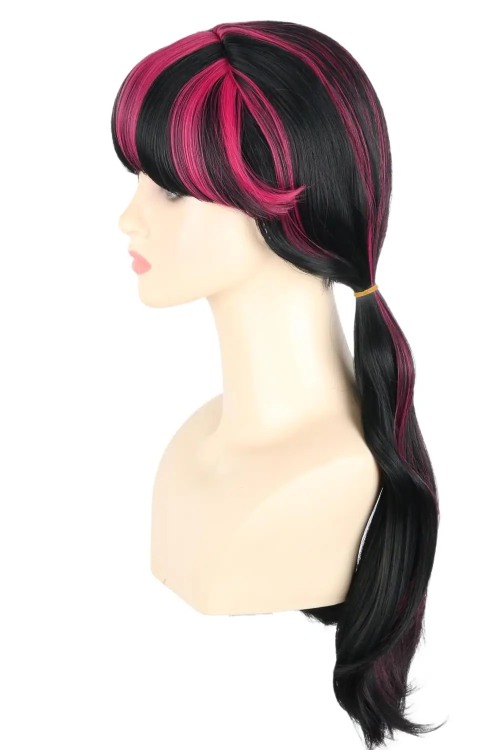 Black/Pink Long Straight Pigtail Wig with Bangs Gothic Vampire Wig | Halloween Party Cosplay Costume Wigs - view 4
