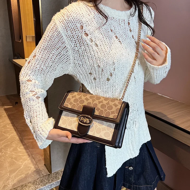 

2025 Hot Women's High-end Bag Fashion Retro Chain Small Square Bag Ins Versatile Crossbody Shoulder Bag