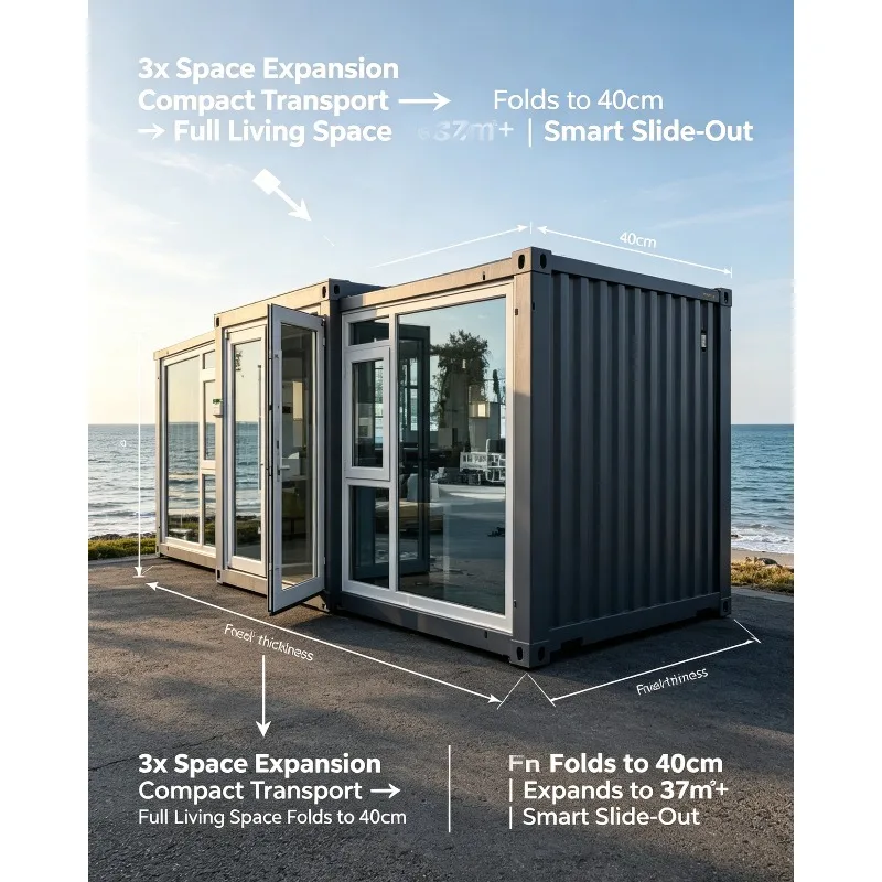 Customized Ready Made Luxury Modular Houses With Bathrooms 20 40 Ft Prefab Container House Wooden Solar-powered Container House