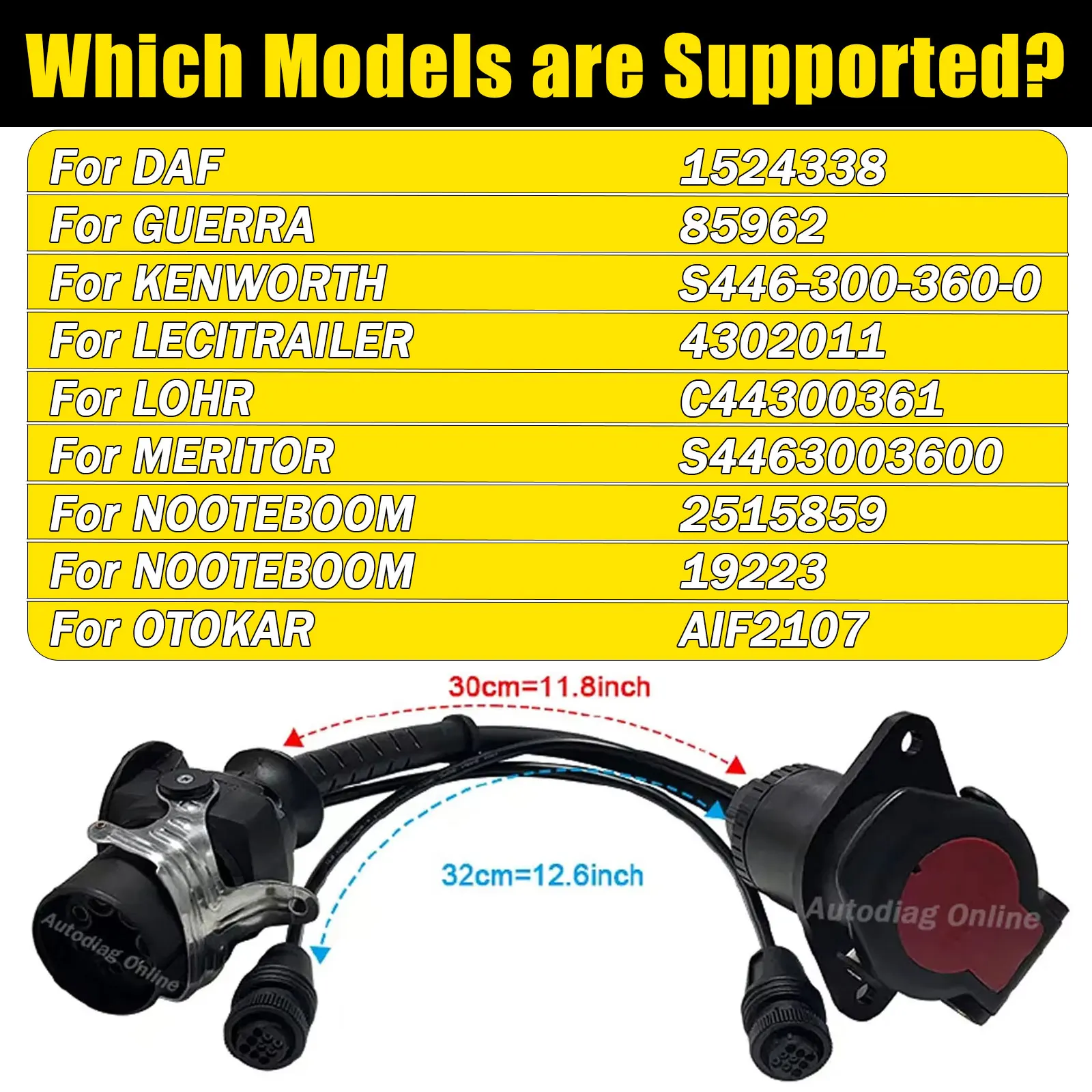For Trailer ISO 7638 Cable EBS/ABS Diagnostic Adapter For WABCO CAN 24V Heavy Duty Truck 7pin 9pin Diagnostic Connector For WDI
