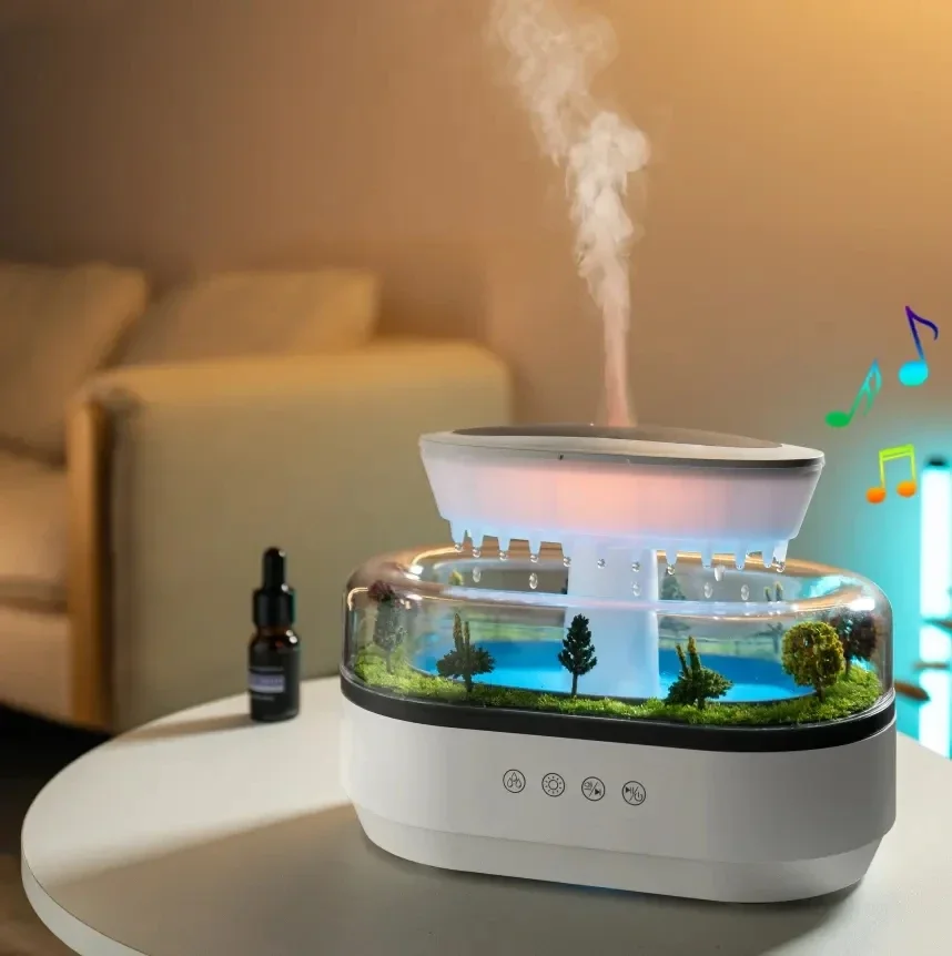 Raindrop aromatherapy machine intelligent white noise decompression bedroom micro landscape essential oil humidification