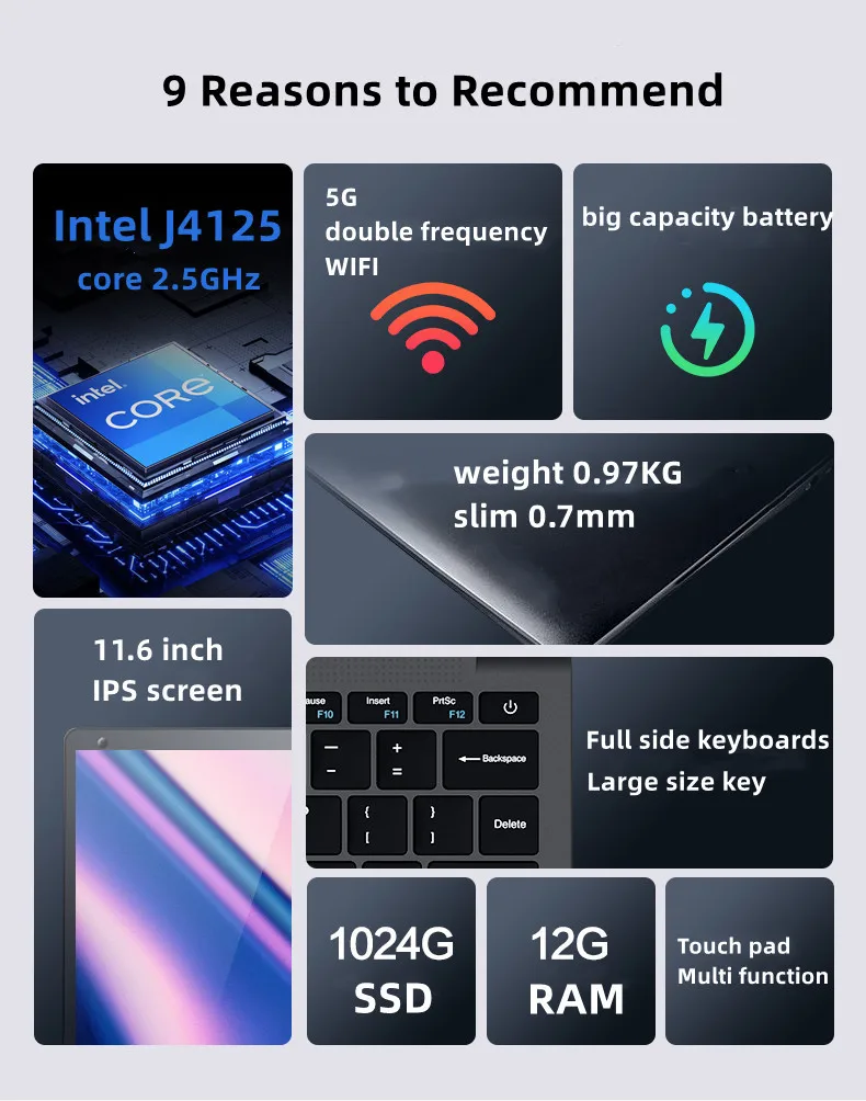 2022 New Educational Children Kids Learning Machine Intel Celeron J4125 11.6inch Pocket Mini Laptop Computer