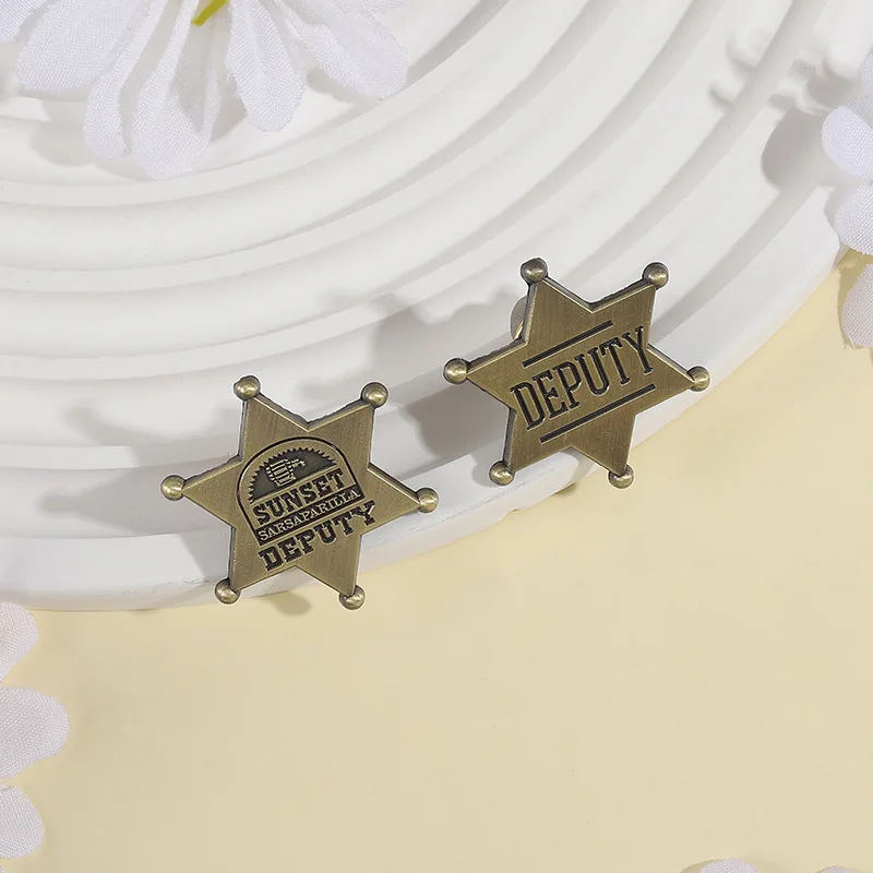 Retro Police Badge Model Badges, Creative Letter Series Alloy Pins, Accessories for Clothing and Bags, Gifts for Friends