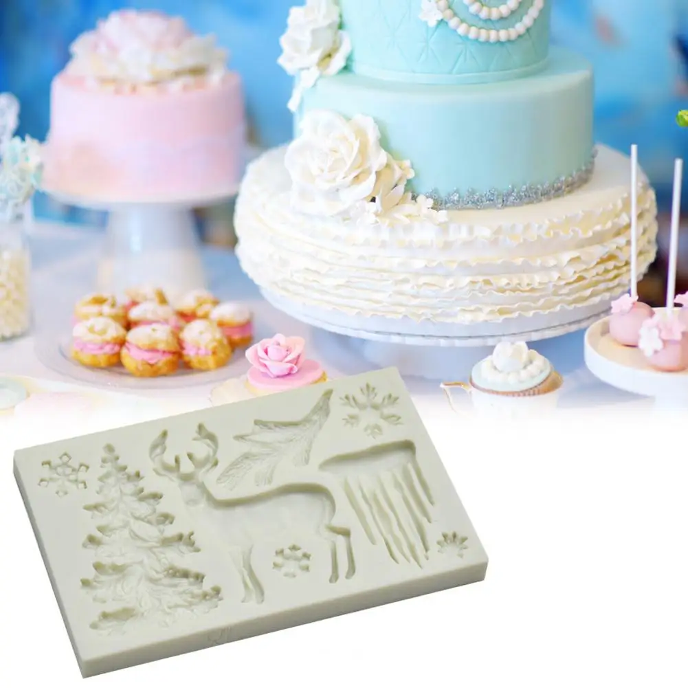 

Cake Decor Mold Non-stick Safe Silicon Christmas Elk Elements Cake Molds Food-Grade Silicone Chocolate Mould DIY For Baking Tool