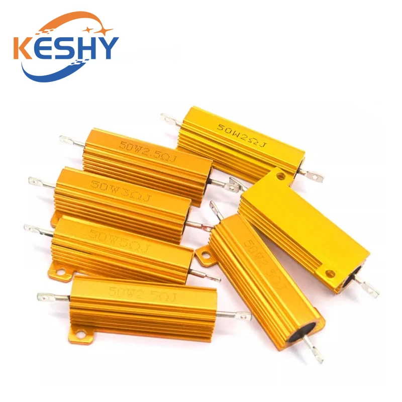 

RX24 50W Aluminum Power Metal Shell Case Wirewound Resistor 0.01R ~ 100K 1 6 8 10 20 200 500 1K 10K ohm resistance RX24