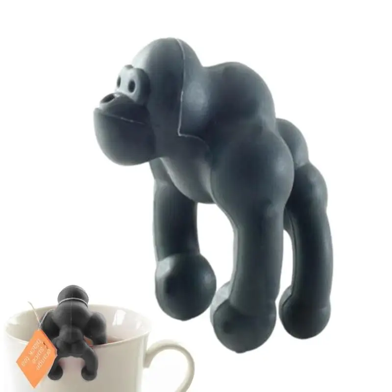 1pc Creative Gorilla Tea Bag Holder Silicone Tea Bag Holder Chimpanzee Drink Marker Clip Wine Cup Tag Tea Bag Holder Accessories