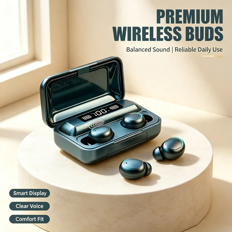 F9 Bluetooth Headphones 9D Stereo High Bass Sport Earphones Handfree Touch Control Tws Wireless Earbuds Waterproof Headset