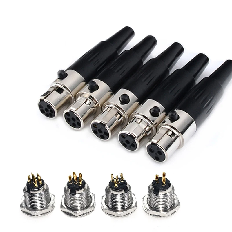 1set Mini XLR Connector, Mini Aviation MIC Microphone Connector, Zinc Alloy+copper pins with gold plated, 3 4 5 6pins available