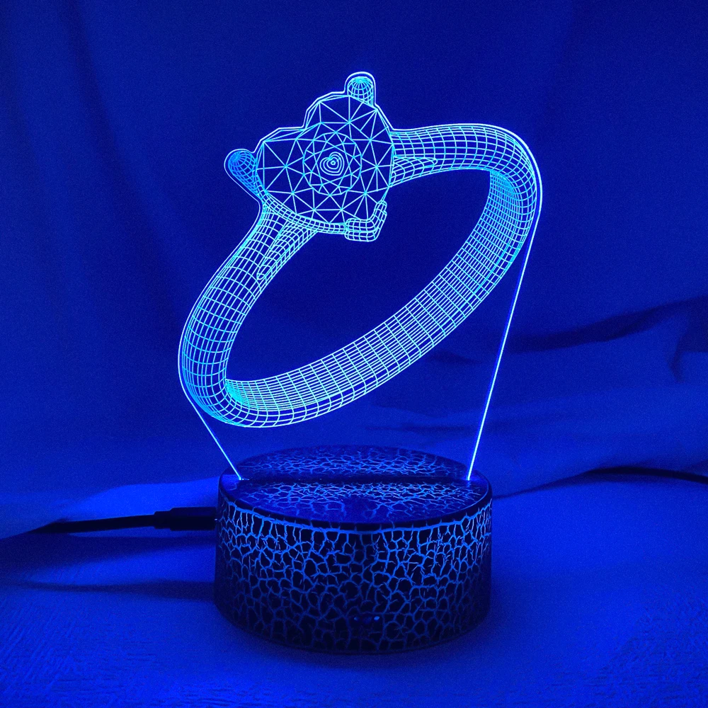 Newest Romantic 3d Night Lamp Diamond Ring Hologram Acrylic Laser Engrave Nightlight for Adult Bedroom Decoration Atmosphere Led