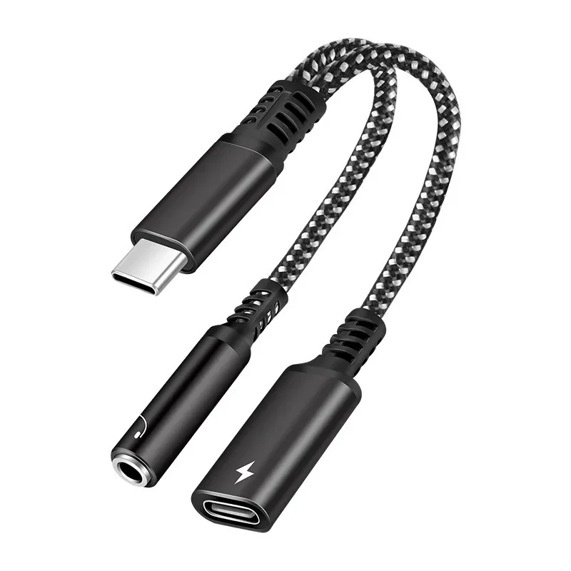 Adaptador de cargador rápido PD OTG 2 en 1, divisor USB C a USB Dual tipo C, auriculares de Audio para iPhone 15, Samsung S23, Huawei, Xiaomi