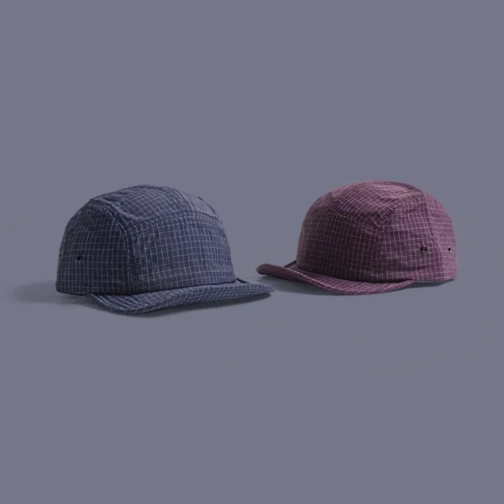 

Portable Quick-drying Plaid Baseball Caps Soft-brimmed Sunscreen Camping Hats Thin Adjustable Sun Hat Men and Women