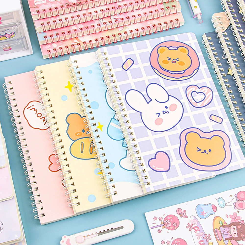 1Pcs 60Sheets Creative Cartoon Coil Book Notepads Thicked Simple Loose-leaf Planner Notebook School Student Stationery Supplies