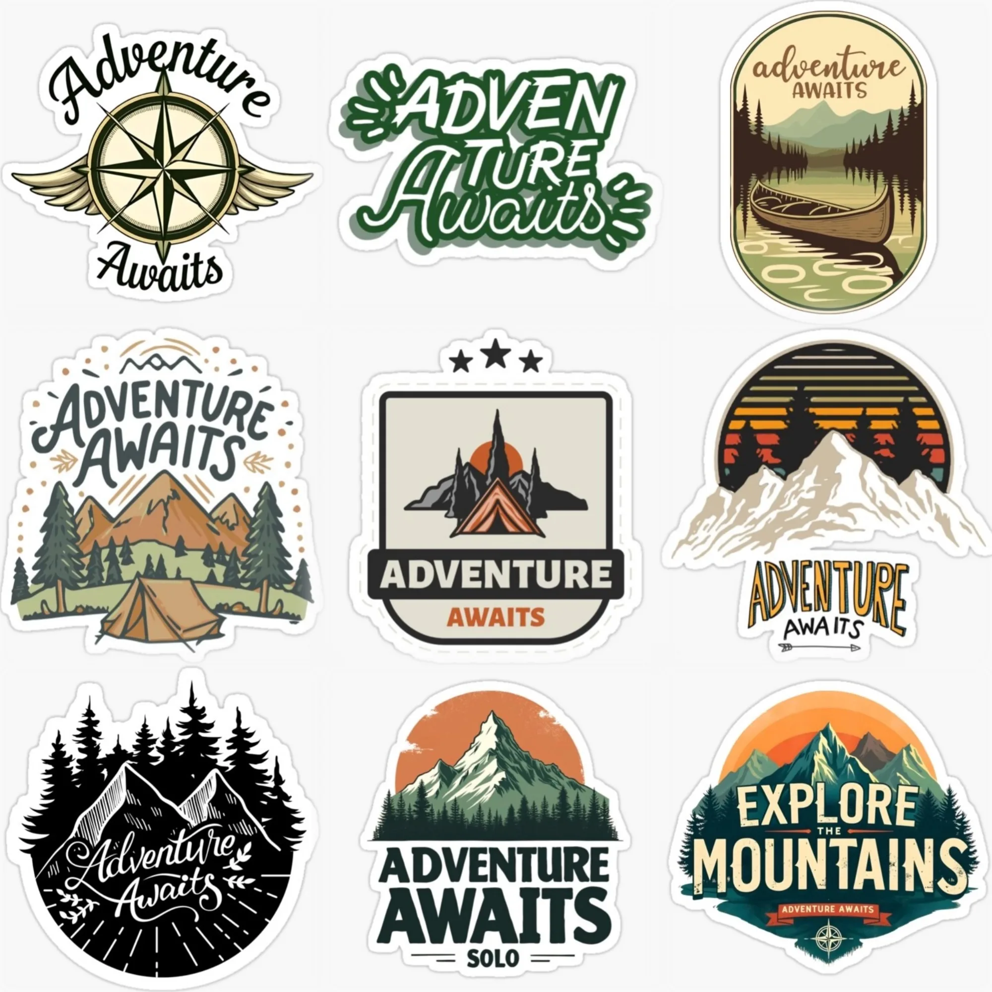 

Adventure Awaits Travel Camping Creative Sticker for Decorate Car Van Truck Bicycle Motorcycle Fridge Bumper Decal Accessories