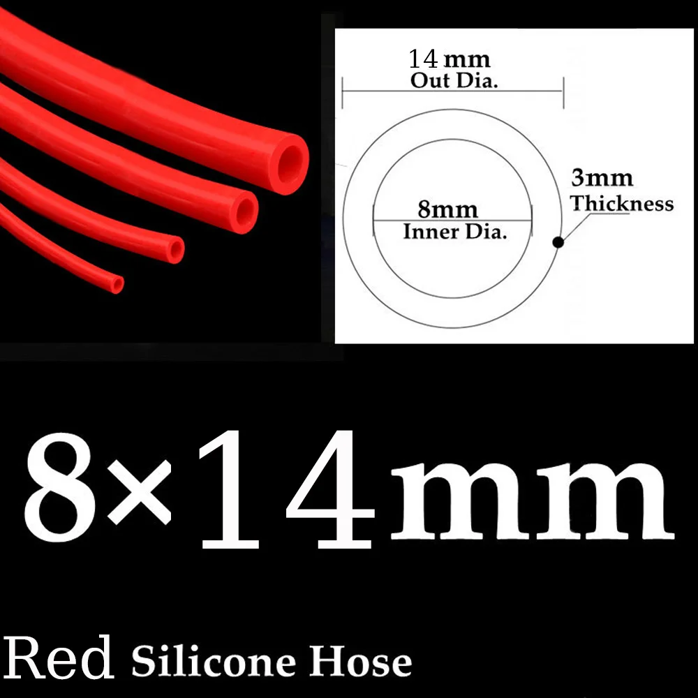 Blue Red Black Automotive Vacuum Silicone Hose 1m universal Inner Diameter 8x14mm Thickness 3mm
