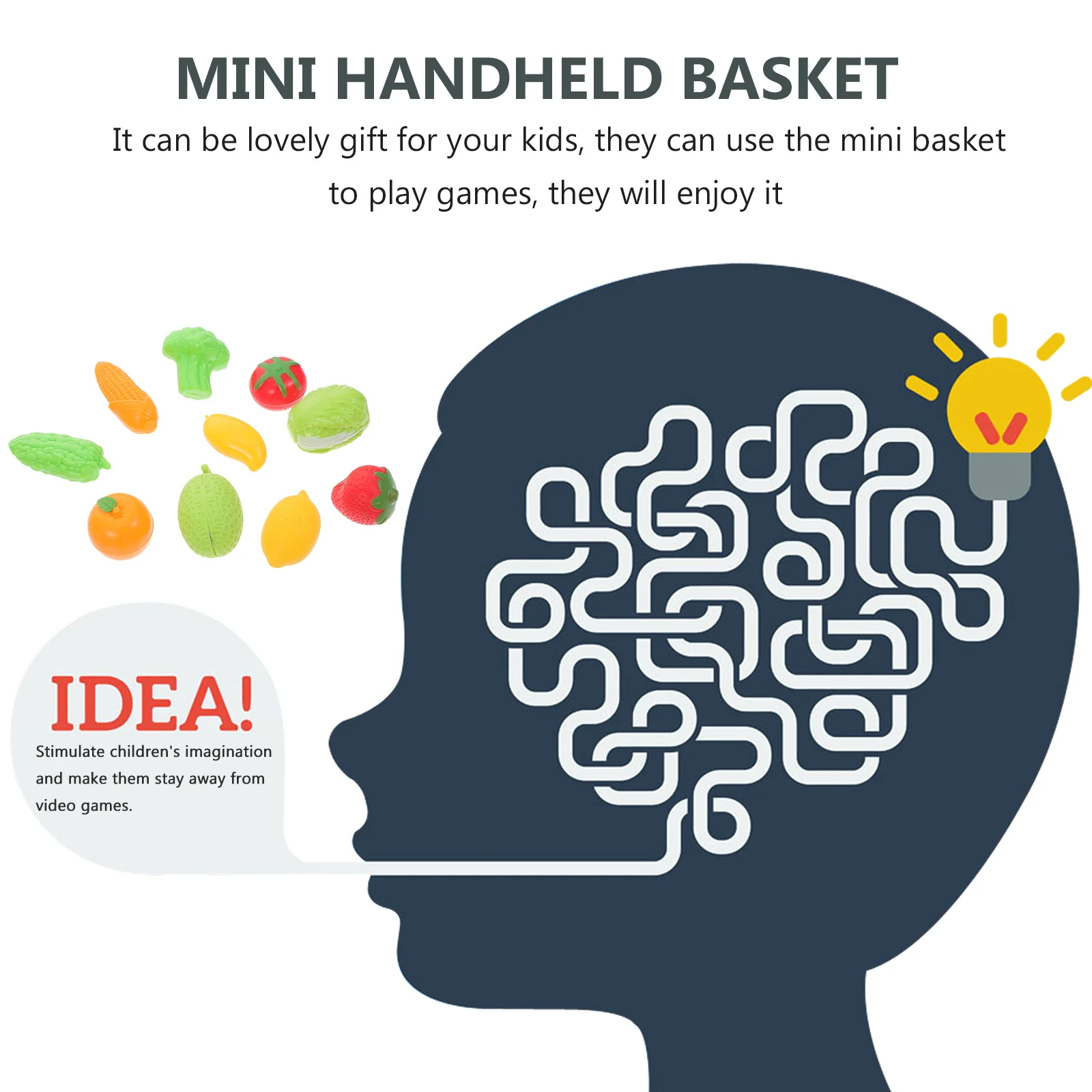 2Sets Mini Shopping Baskets with Artificial Vegetable Fruit Simulation Handheld Basket Perfect for Kids House Game Candy Holder