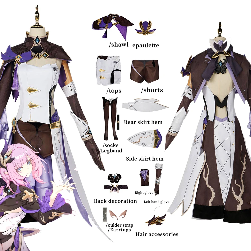 Costume de Cosplay Elysia du Jeu Honkai Impact 3, Tenue de Carnaval d'Halloween, Accessoires pour Fille Adulte