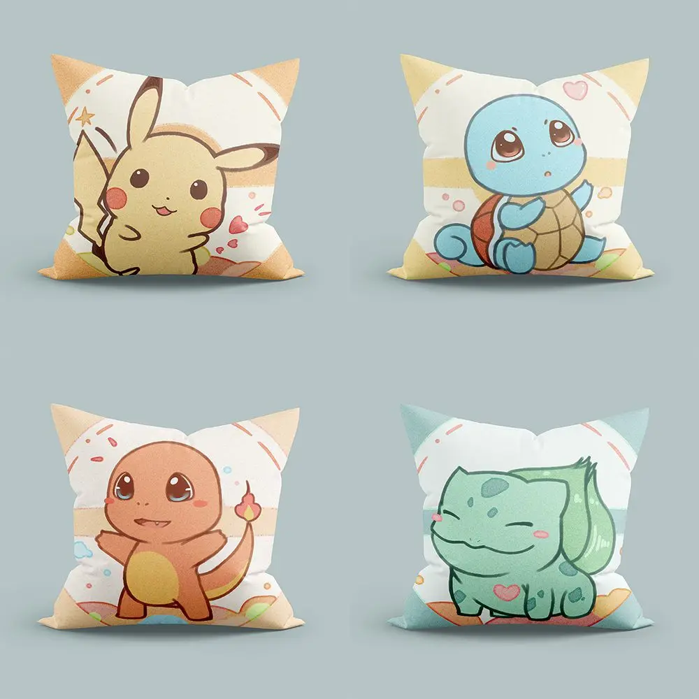 Kawaii Pokemons Printed Pillow Cartoon Anime Gengar Eevee Cubone Squirtle Cushion Sofa Chair Car Bed Decorative Pillow Cushion