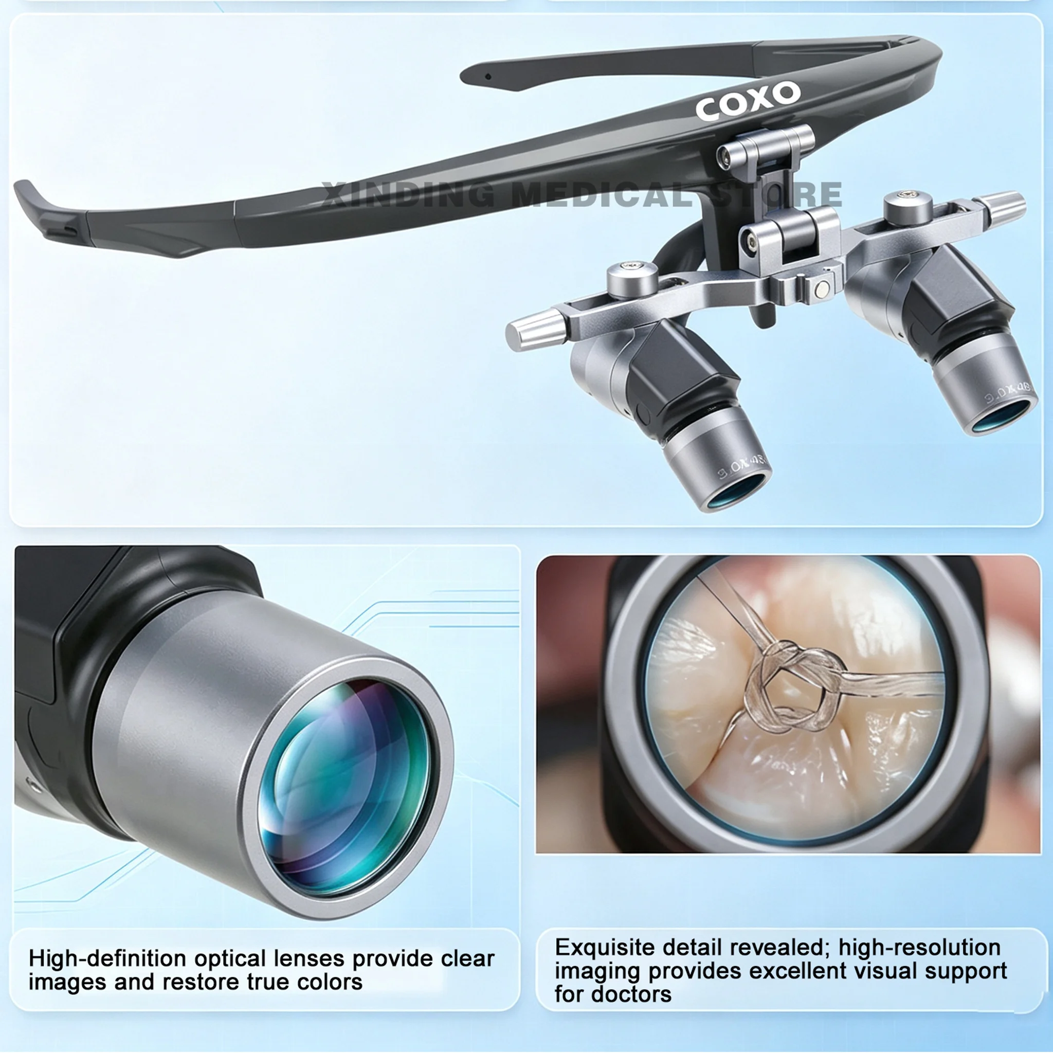COXO C-KT 3.0X/5.0X Dental Angled Surgical Loupes 45° 450-550mm Medical Loupes Clear Vision Comfortable Dentist Tool