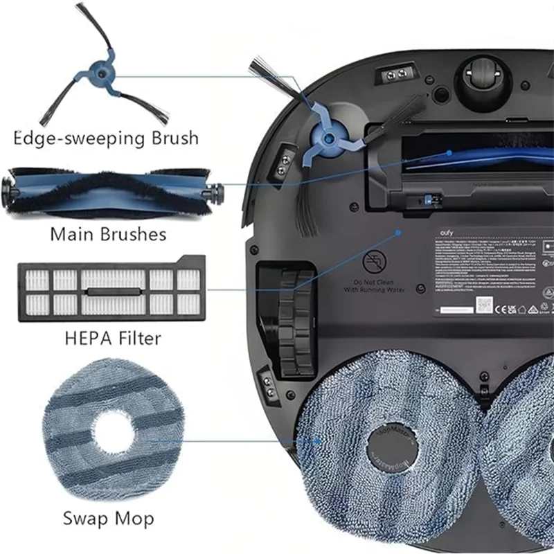 ABZA-For Eufy X10 Pro Omni ملحقات استبدال المكنسة الكهربائية-فرشاة الأسطوانة الرئيسية، أكياس الغبار، الفرش الجانبية، المرشحات، الممسحة