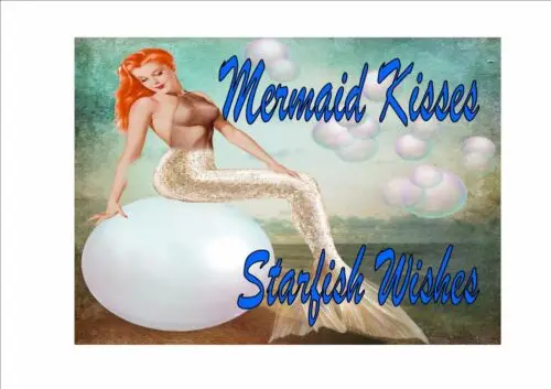 Mermaid Metal Sign Seaside Plaque Beach Mermaid  Picture Vintage Style Sign