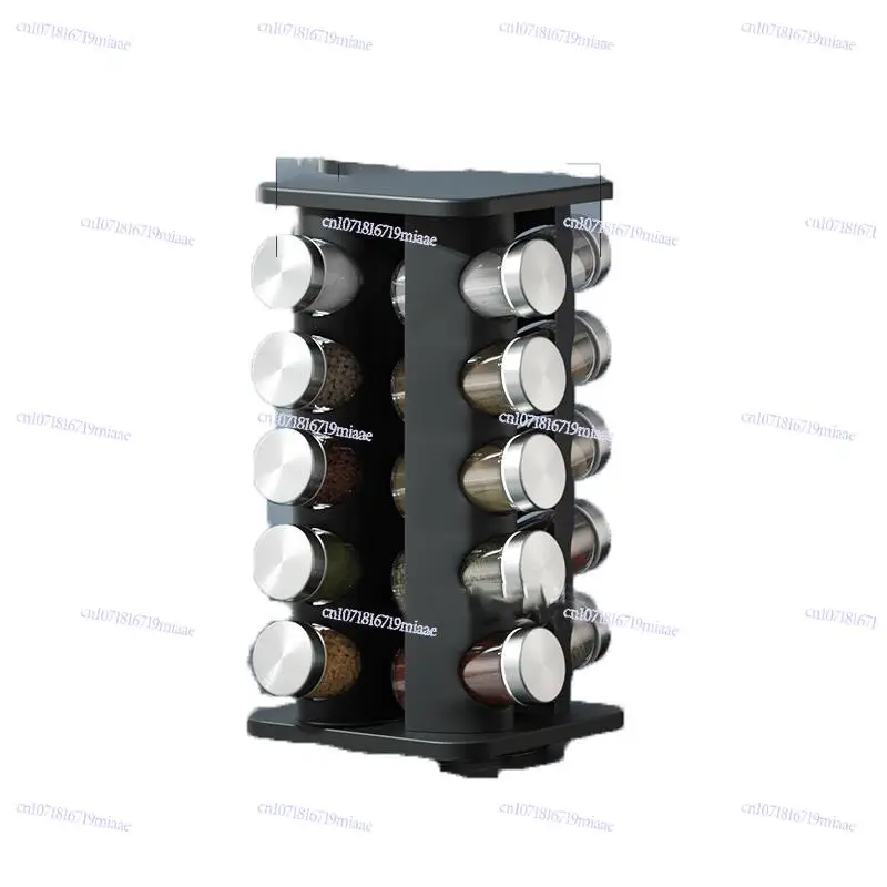 

Kitchen rotating seasoning tank high-end stainless steel salt tank storage rack combination