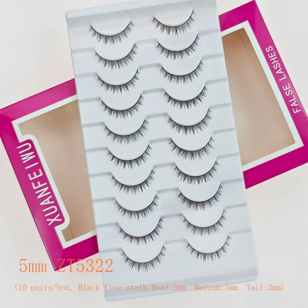 Xuanfeiwu Naturale Stile Corto Senza Trucco Look Ciglia a Striscia Completa Sparse Ultra-Naturale Realistico di Un Pezzo Aspetto Naturale Ciglia Finte Autoapplicazione Fai da Te per Principianti Ciglia per Trucco Leggero