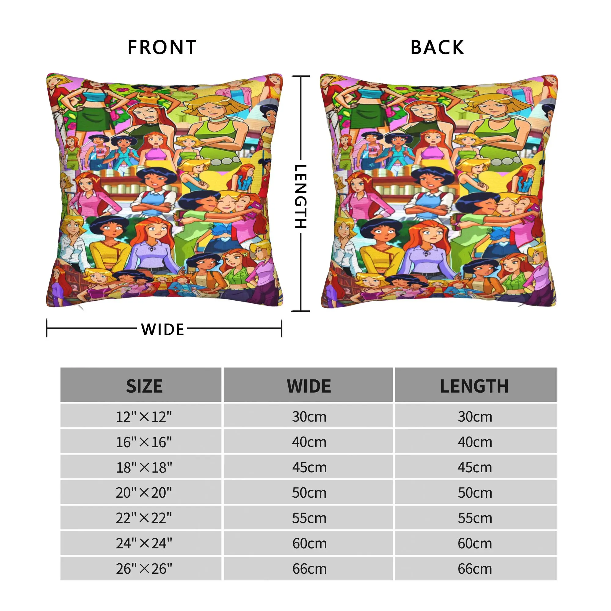 Totally Spies Full Cast Pillow Cover  Retro Trendy Pillow Case For Sofa Bedroom Home Decor Design Pillowcases Gift